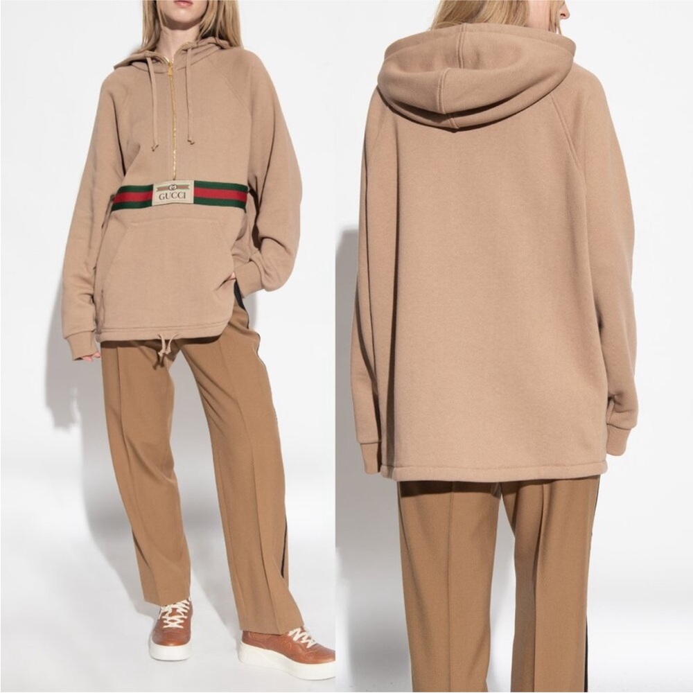 Gucci Sweatshirt With Vintage Logo Cotton 'Vintage Camel Size Small Oversized - Picture 2 of 11